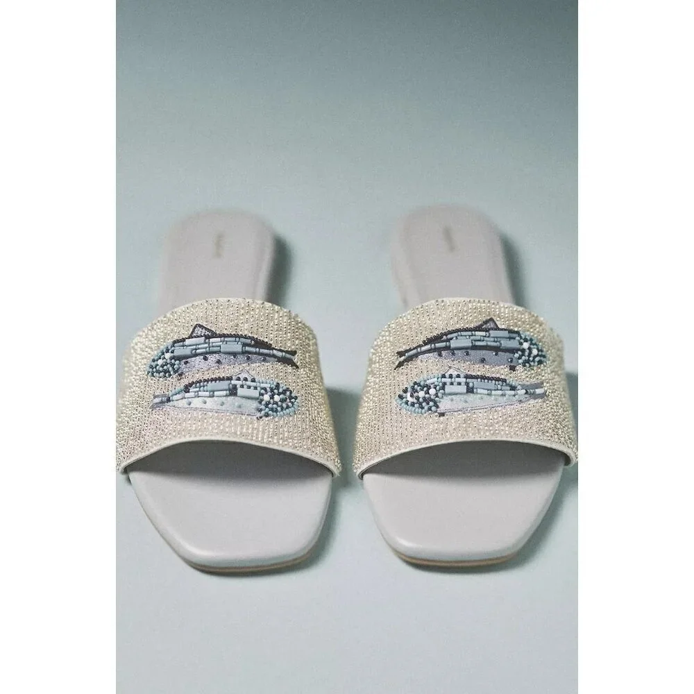 The Fiona Beaded Slide Sandals by Maeve 41/10